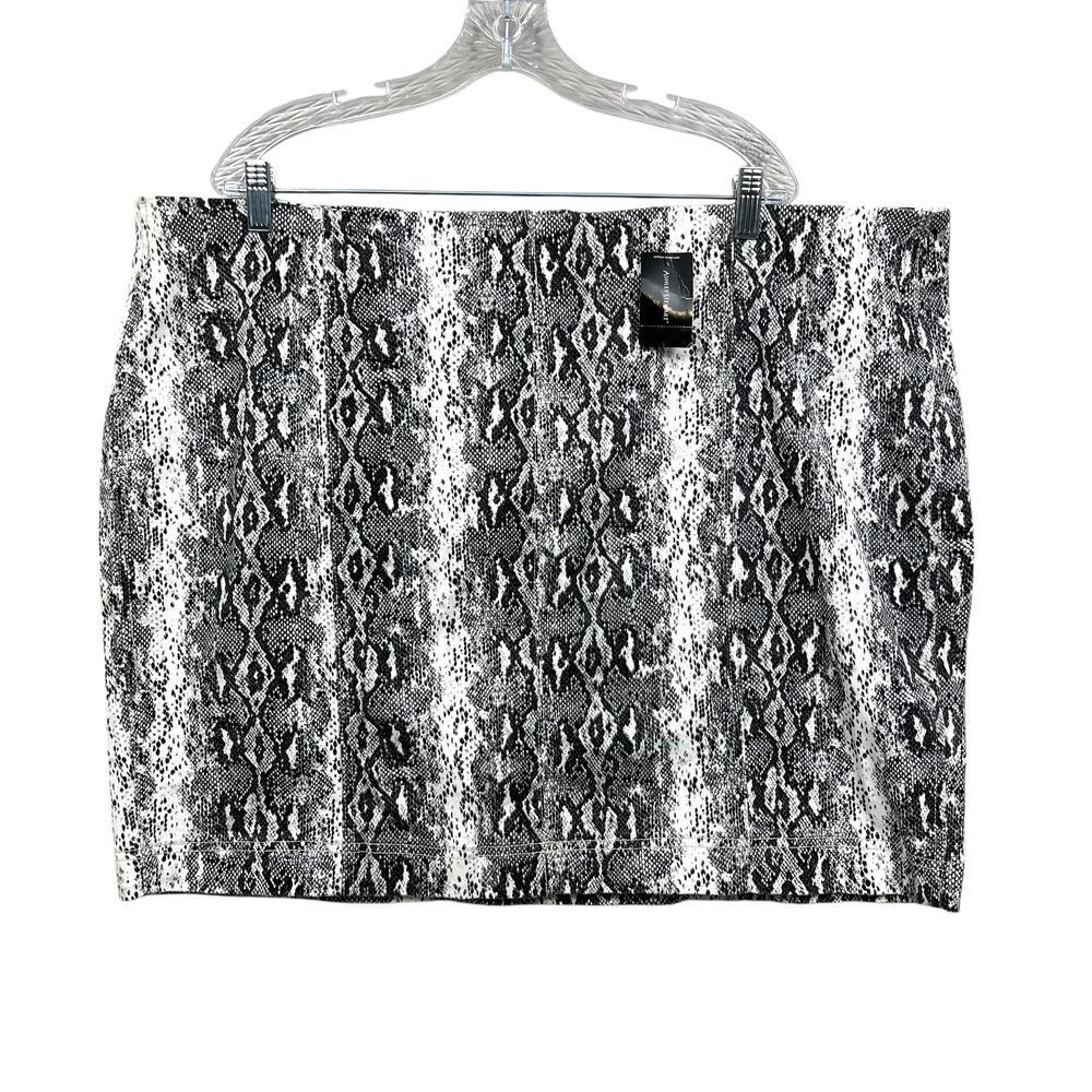 Ashley Stewart Womens Mini Skirt Python Print Stretch Gray Black Plus Size 24*